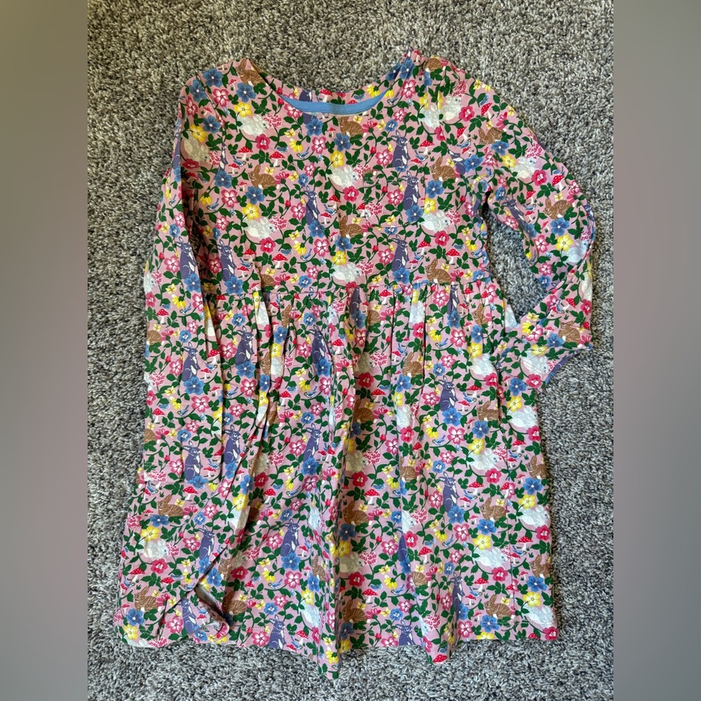 Girls Mini Boden Vintage floral Easter bunny dress 5/6